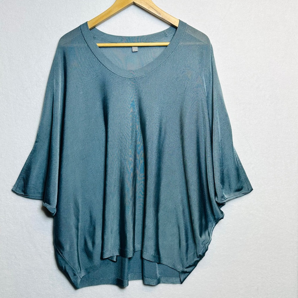 COS Wide Draped Knit Top Women M  Batwing Oversized Relaxed Fit Tunic Round Neck